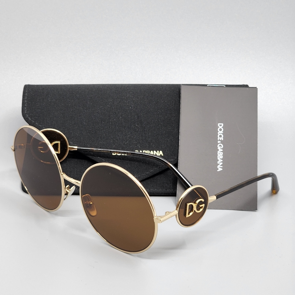 Dolce & Gabbana Gold Brown Fashion Round Sunglasses